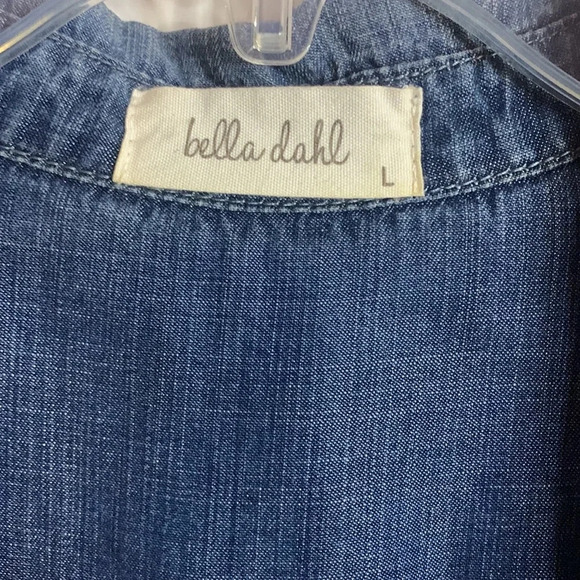 EUC BELLA DAHL womens blue sz large pullover denim shirt - Picture 3 of 12